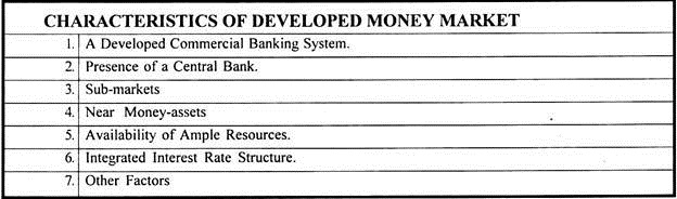 Characteristics of Developed Money Market