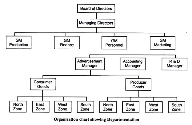 Organisation Chart Showing Deparmentation