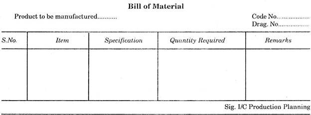 Bill of Material