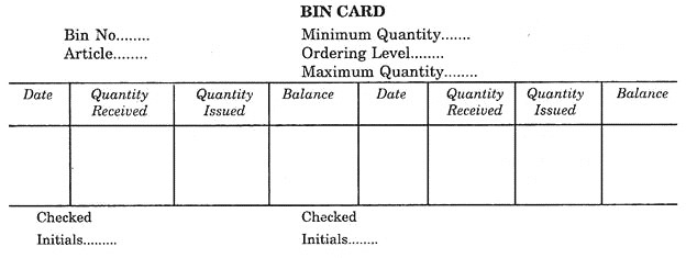 Bin Card