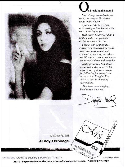 Segmentation on the Basis of Sex-Cigarette for Women