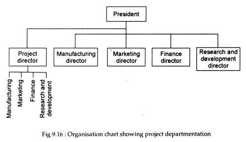 Organisation Chart Showing project departmentation