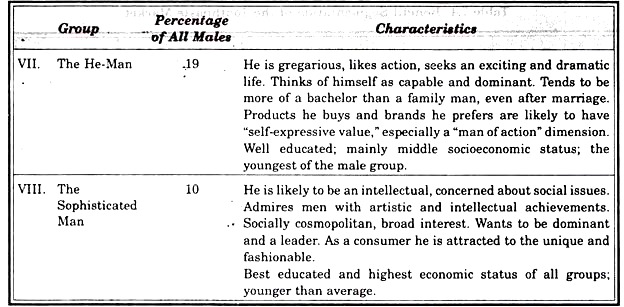 Eight Male Psychographic Segments