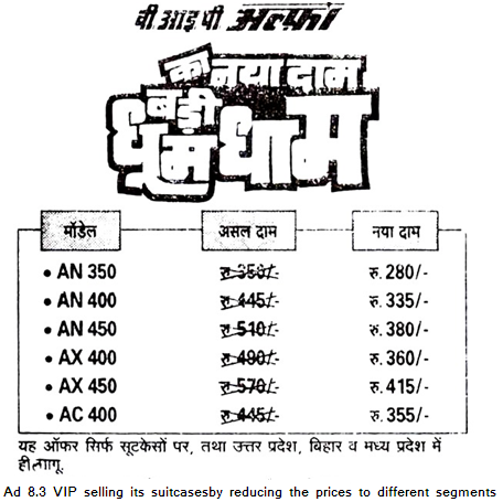 VIP selling its suitcase reducing the prices to different segments