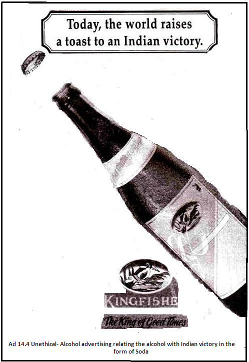 Unethical-Alcohol advertising relating the alcohol with Indian victory in the form of soda