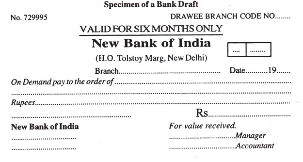 Specimen of a Bank Draft