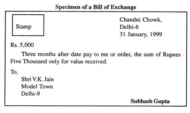 Specimen of a Bill of Exchange