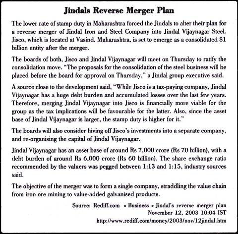 Jindals Reverse Merger Plan