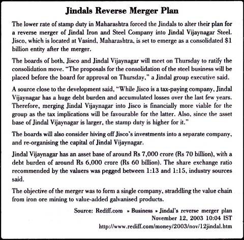 Jindals Reverse Merger Plan