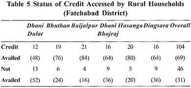 Status of Credit Accessed by Rural Households